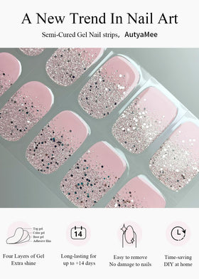 AutyaMee fully cured nails with glossy finish in a lifestyle setting showing salon-quality look
