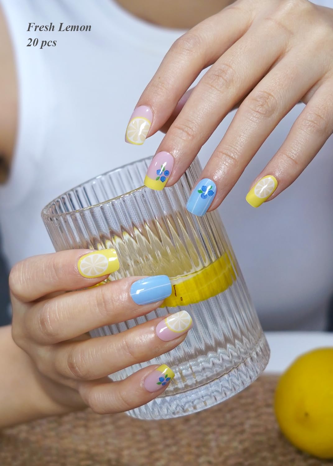 AutyaMee Fresh Lemon on nails lifestyle photo showing glossy salon-style finish