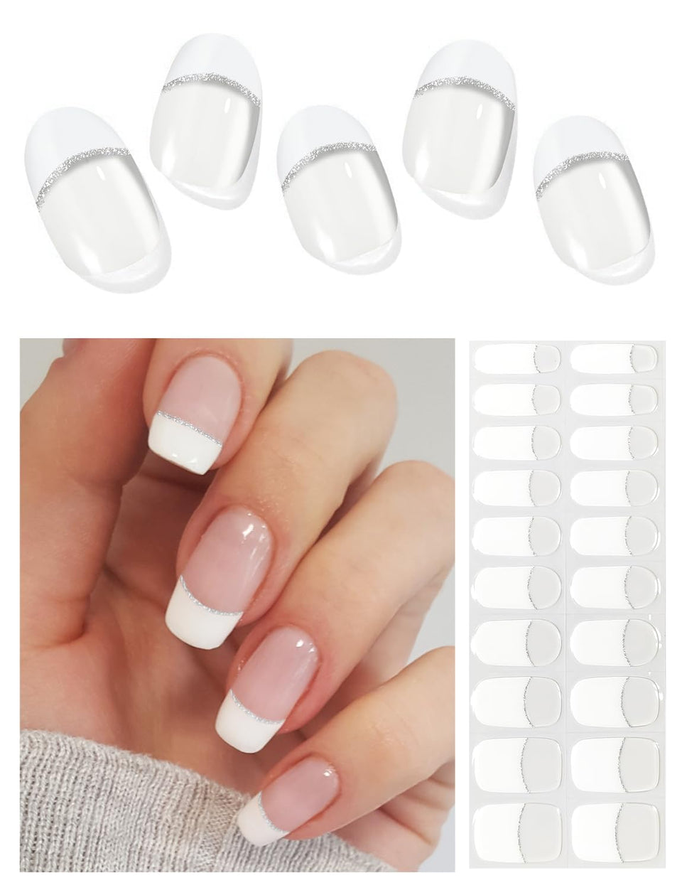 AutyaMee front box showing French tip strips and included tools for an easy salon look
