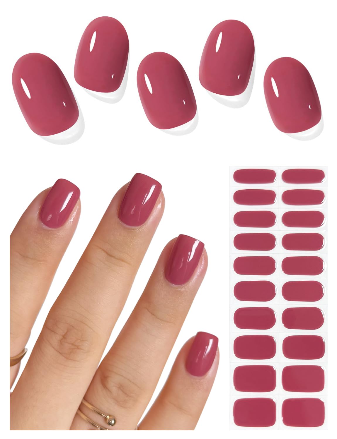 AutyaMee front packaging showing Dry Rose Red strips and included tools for easy application
