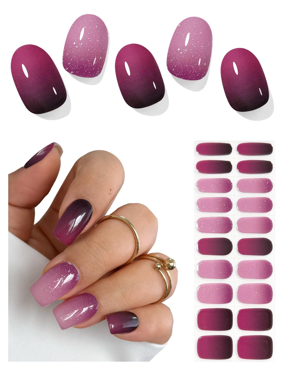AutyaMee front packaging showing glittery purple ombré and 20 strips for salon results