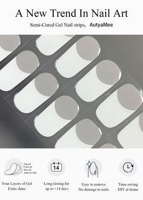 AutyaMee gel strips applied on natural nails demonstrating salon-quality result