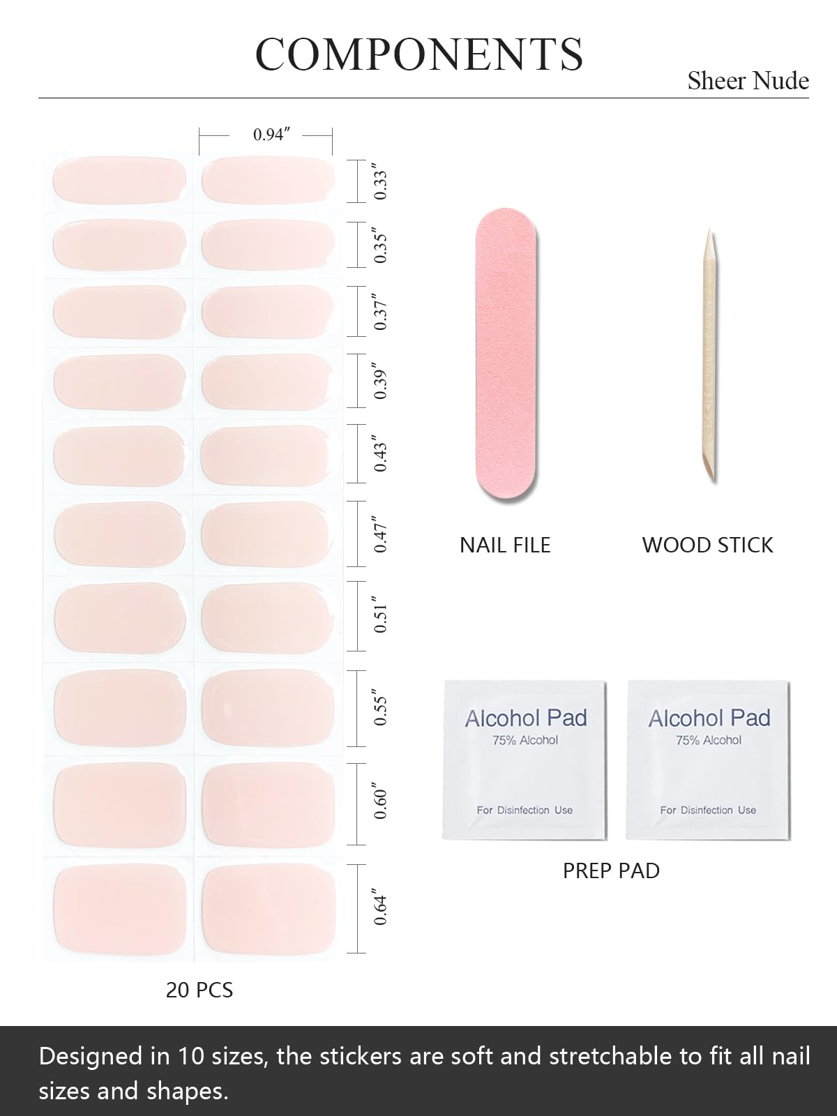 AutyaMee strips array displaying 10 sizes for precise fit