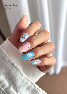 AutyaMee Summer Blue strips on fingers styled for a casual summer look and long-lasting shine