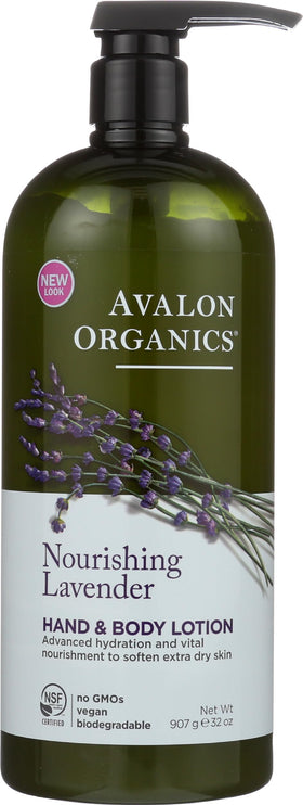 Avalon Organics 32 oz pump bottle shown front for long lasting hydration