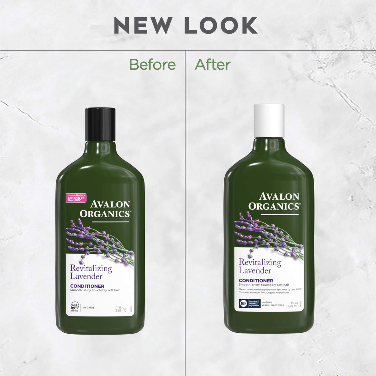 Avalon Organics conditioner on bathroom shelf conveying clean-beauty lifestyle benefits