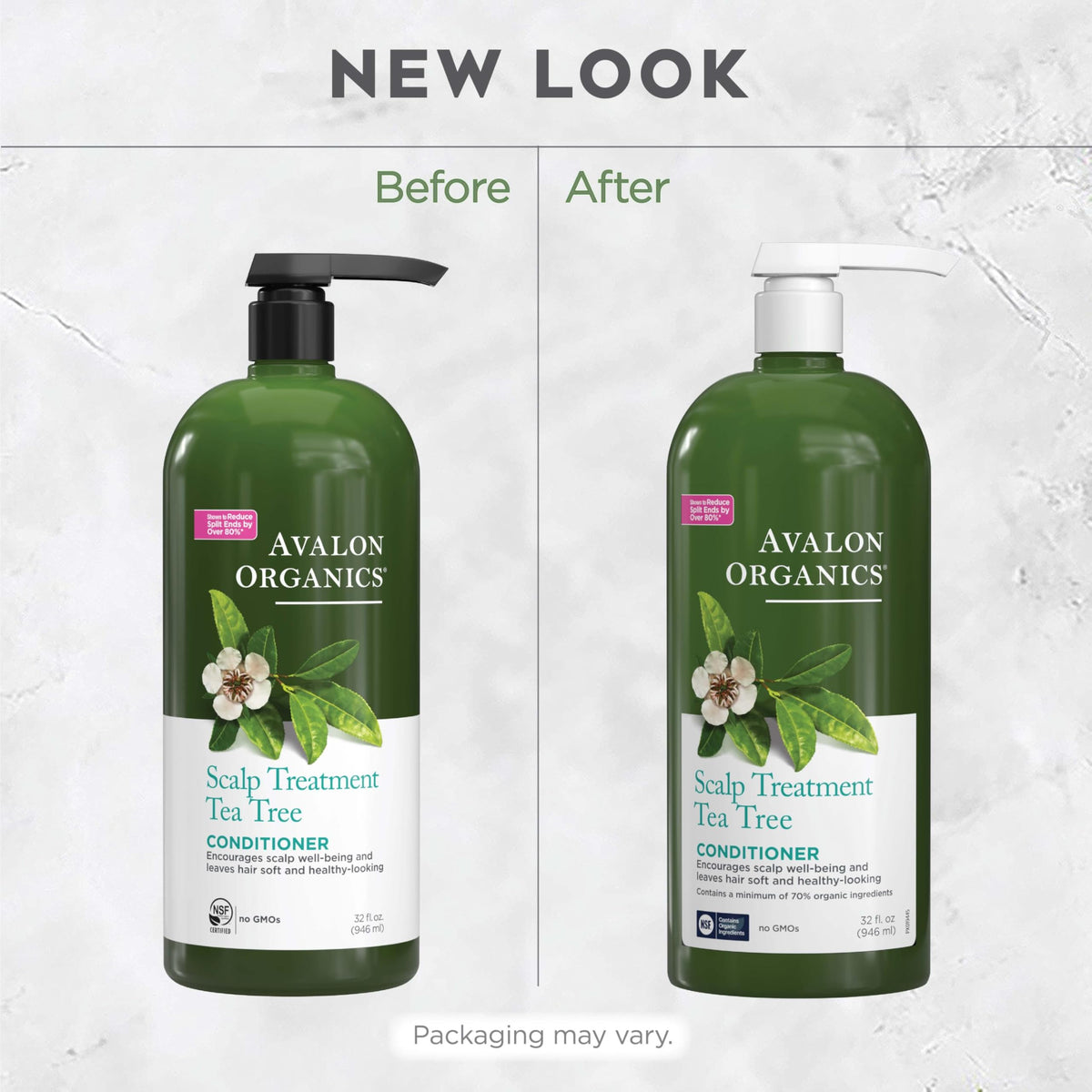 Avalon Organics recycled bottle marking emphasizing eco-friendly packaging benefit