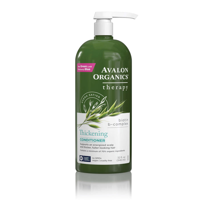 Avalon Organics front label on 32 oz bottle showing organic biotin formula benefit
