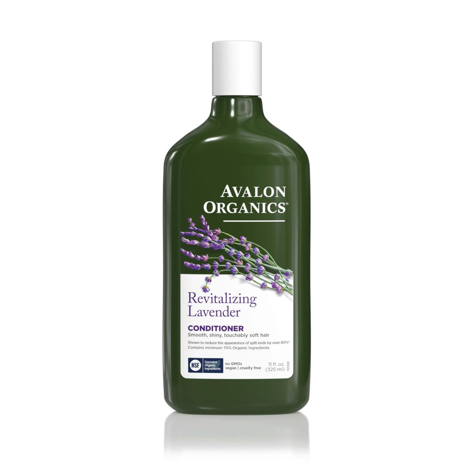 Avalon Organics front label showing product name and size with clear benefits