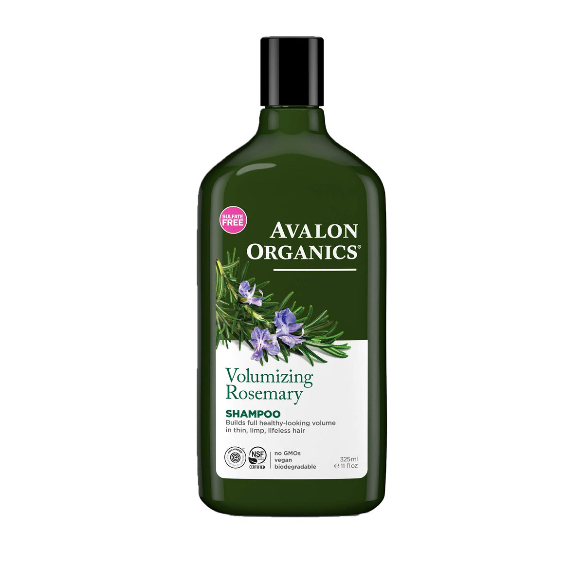 Avalon Organics front packaging showing volumizing rosemary benefits