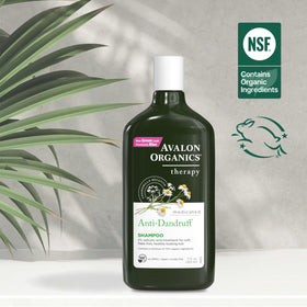 Avalon Organics in-shower use showing scalp massage for flake removal