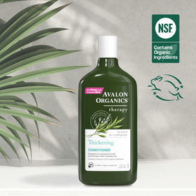 Avalon Organics quinoa protein visual emphasizing natural protein boost for stronger-looking hair