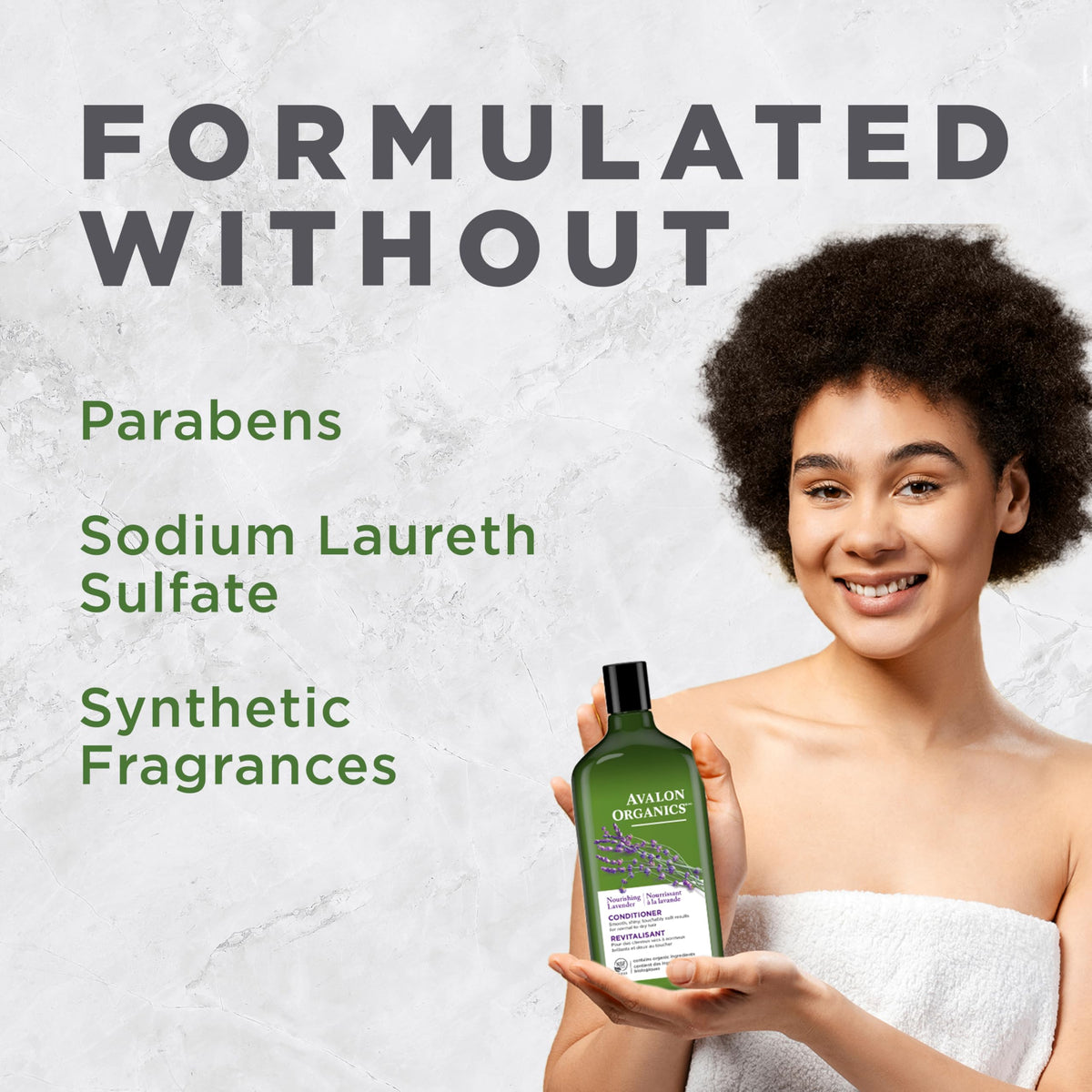 Avalon Organics conditioner paired with matching shampoo to show coordinated routine