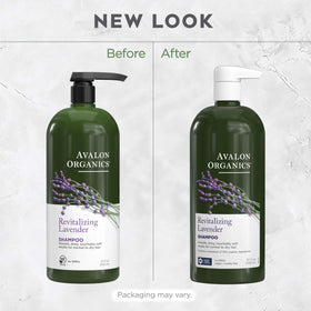 Avalon Organics in-use lifestyle shot of hair wash providing calming lavender scent