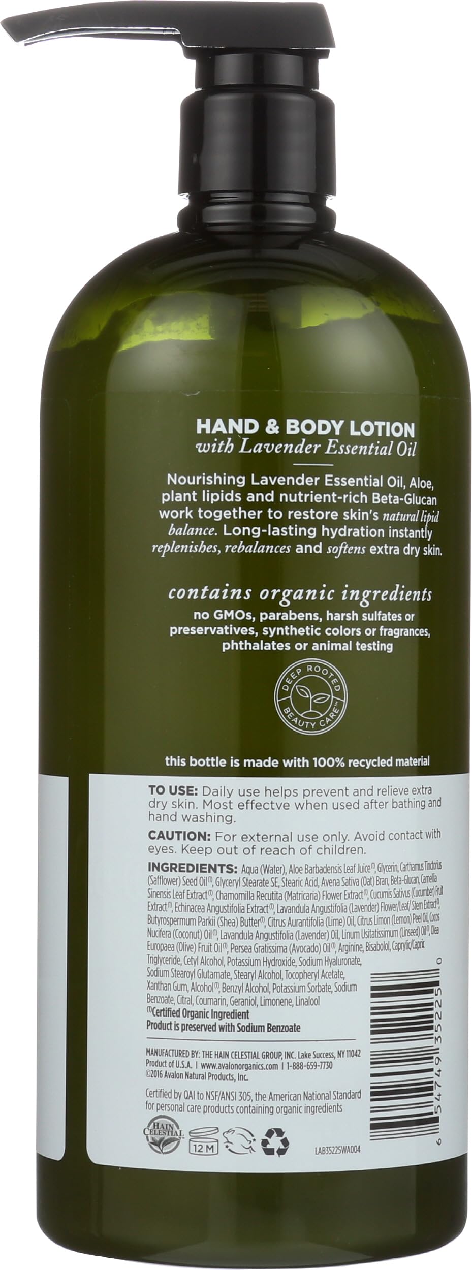 Avalon Organics lotion texture close-up showing smooth fast-absorbing moisture