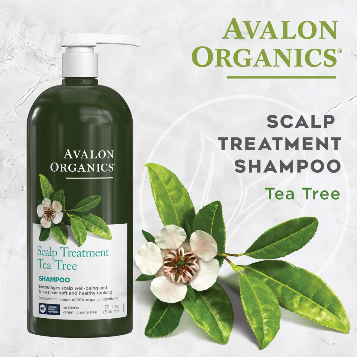 Avalon Organics shampoo pouring to show texture and lathering ease