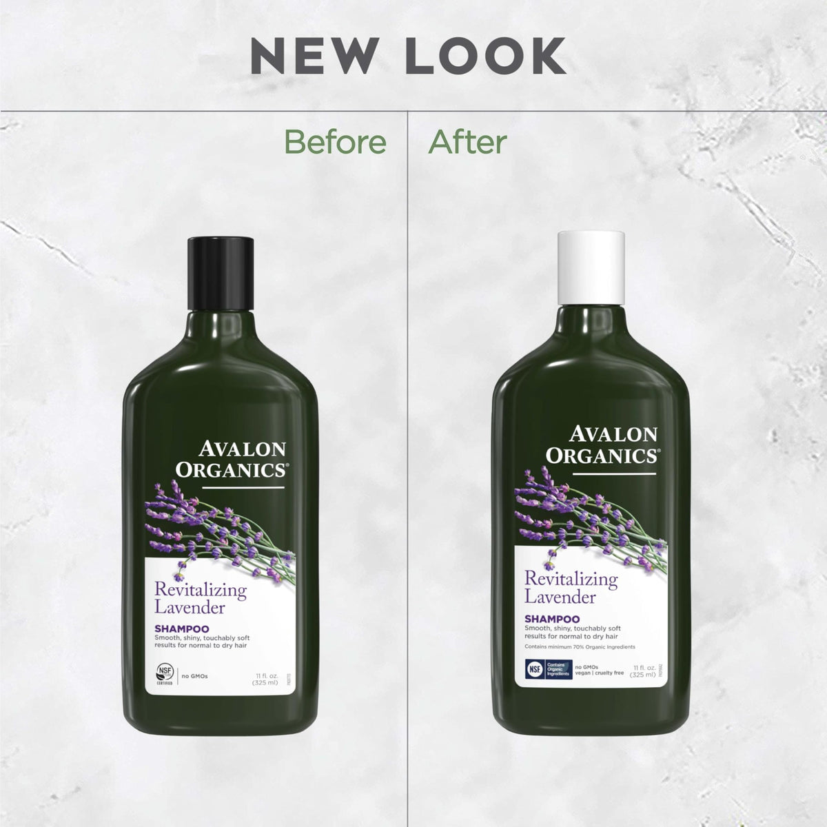 Avalon Organics recycled bottle marking emphasizing eco-friendly packaging benefit