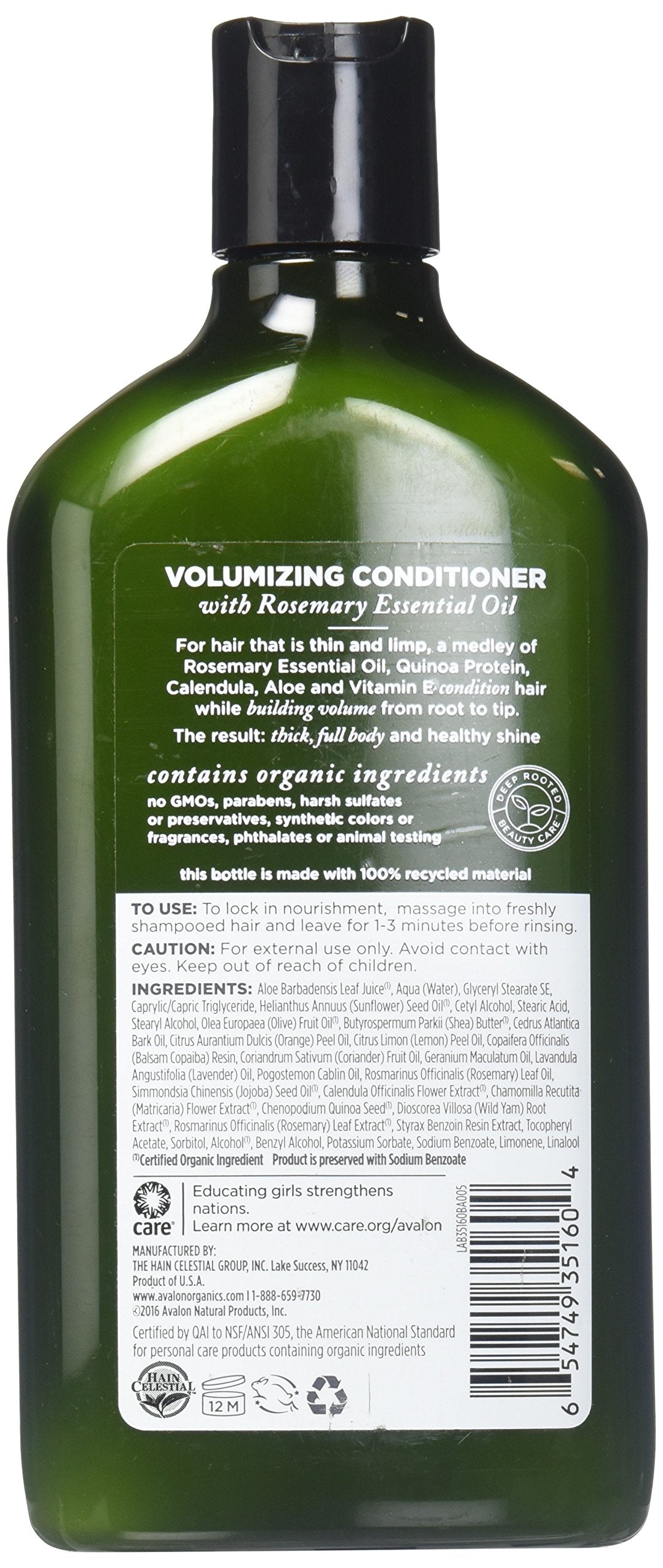 Avalon Organics conditioner texture being poured, showing creamy consistency for lightweight nourishment