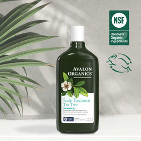 Avalon Organics bottle in shower setting showing easy in-shower use