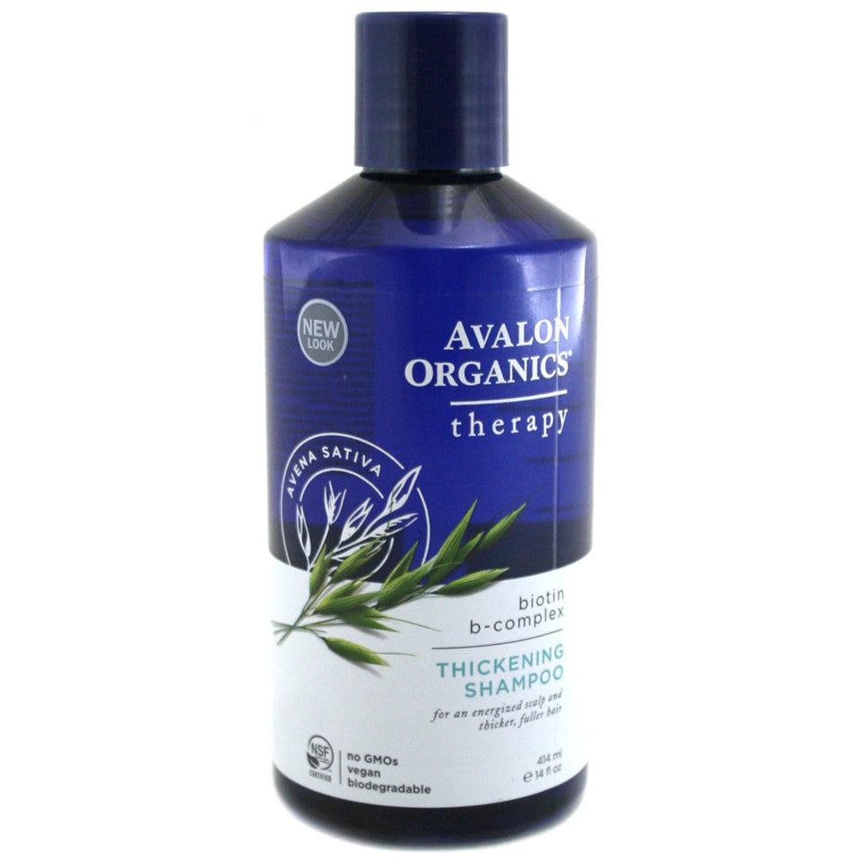 Avalon Organics thickening shampoo front bottle showing label and volumizing benefit