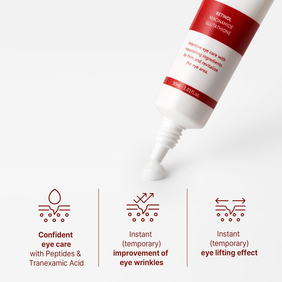 AVCA application under eye demonstrating gentle fingertip patting for quick results