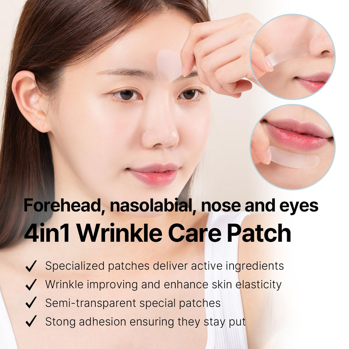 AVCA forehead patch in use demonstrating targeted smoothing while active