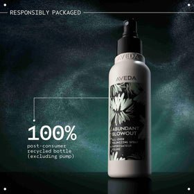 Aveda abundant blowout next to lavender and petitgrain representing Pure-Fume aroma benefit