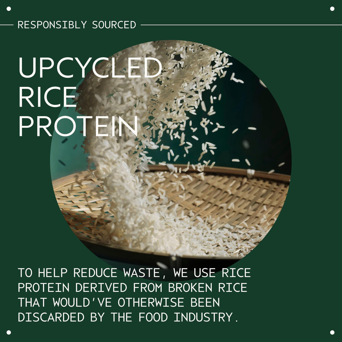 Aveda abundant blowout rice protein ingredient visual highlighting upcycled waste reduction benefit