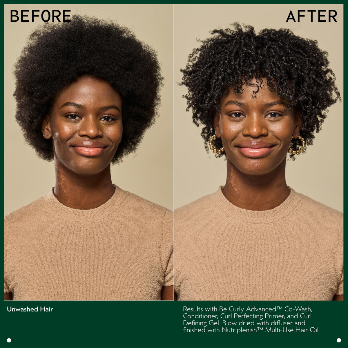 Aveda Be Curly dispensed in hand demonstrating creamy slip for detangling