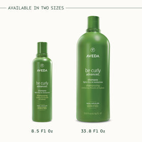 Aveda Be Curly on bathroom shelf in lifestyle setting inspiring routine refresh benefit