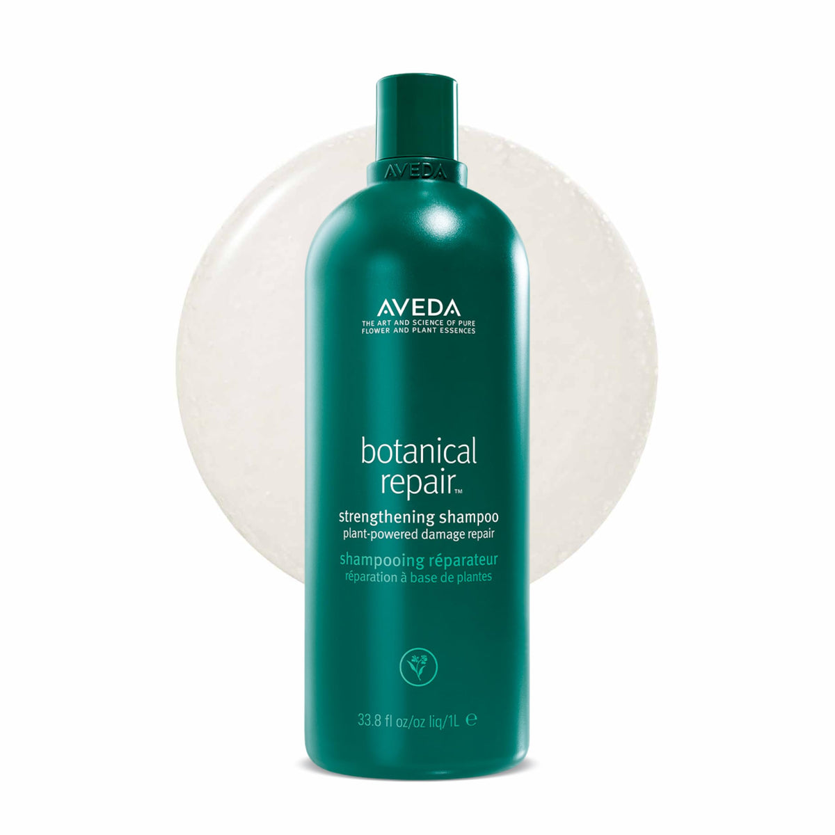 Aveda bottle front view showing brand and repair shampoo benefits