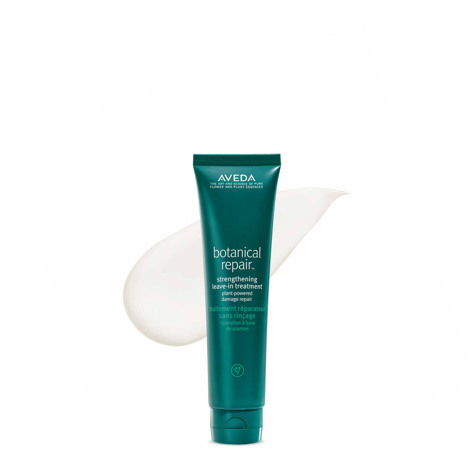 Aveda bottle front packaging showing product identity and benefit
