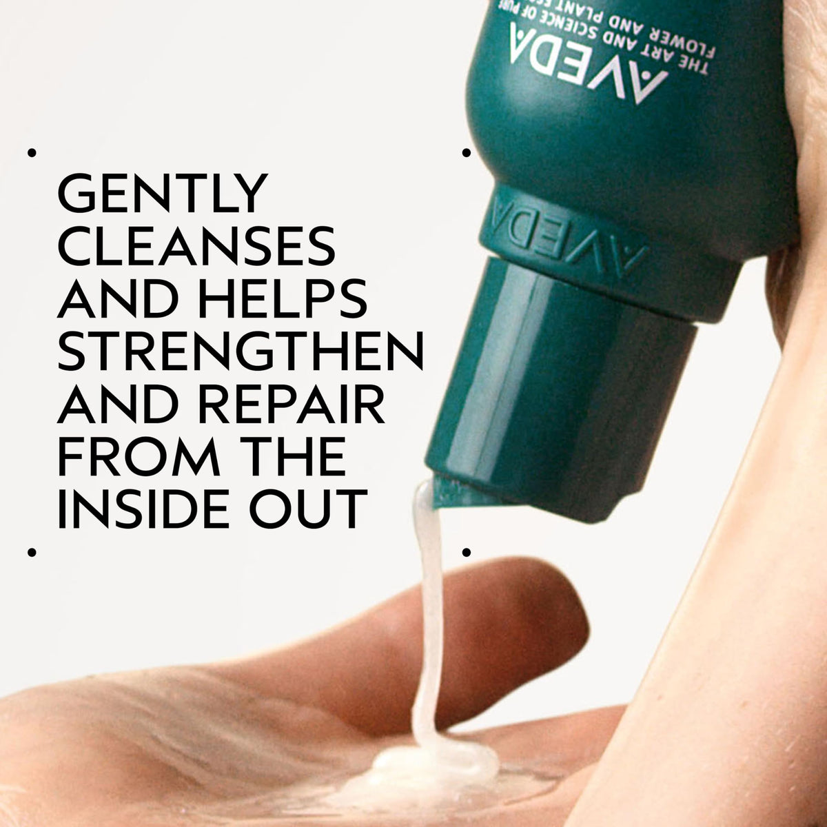 Aveda Botanical Repair pump and cap detail for easy dispense benefit