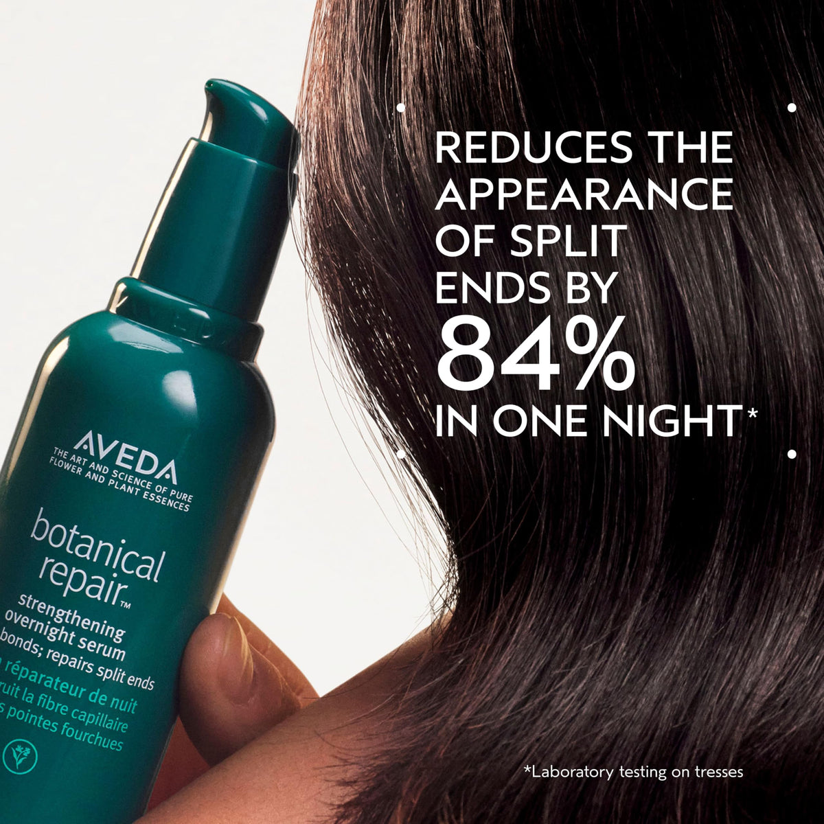 Aveda pump dispensing serum illustrating easy application and control