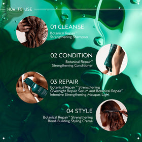 Hand holding Aveda bottle demonstrating ease of use and gentle lather benefit