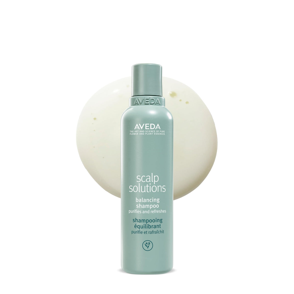 Aveda bottle front label showing product name and size for clear identification and confidence