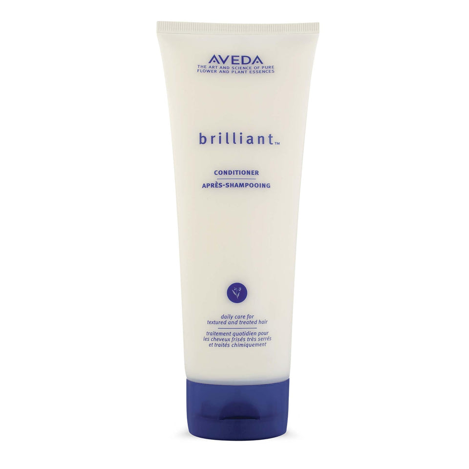 Aveda Brilliant conditioner front packaging showing product and label benefit