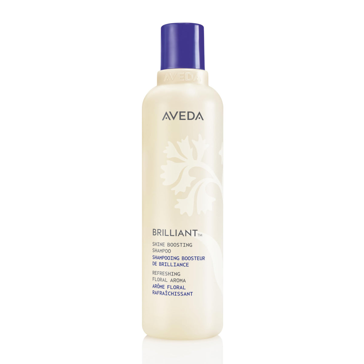 Aveda bottle front packaging showing product and brand, improves shine