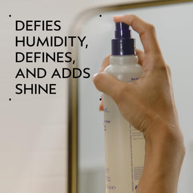 Aveda Brilliant pump nozzle detail illustrating non-aerosol pump and easy dispensing benefit