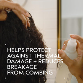 Aveda Brilliant fine spray mist demonstrating even distribution for easier detangling