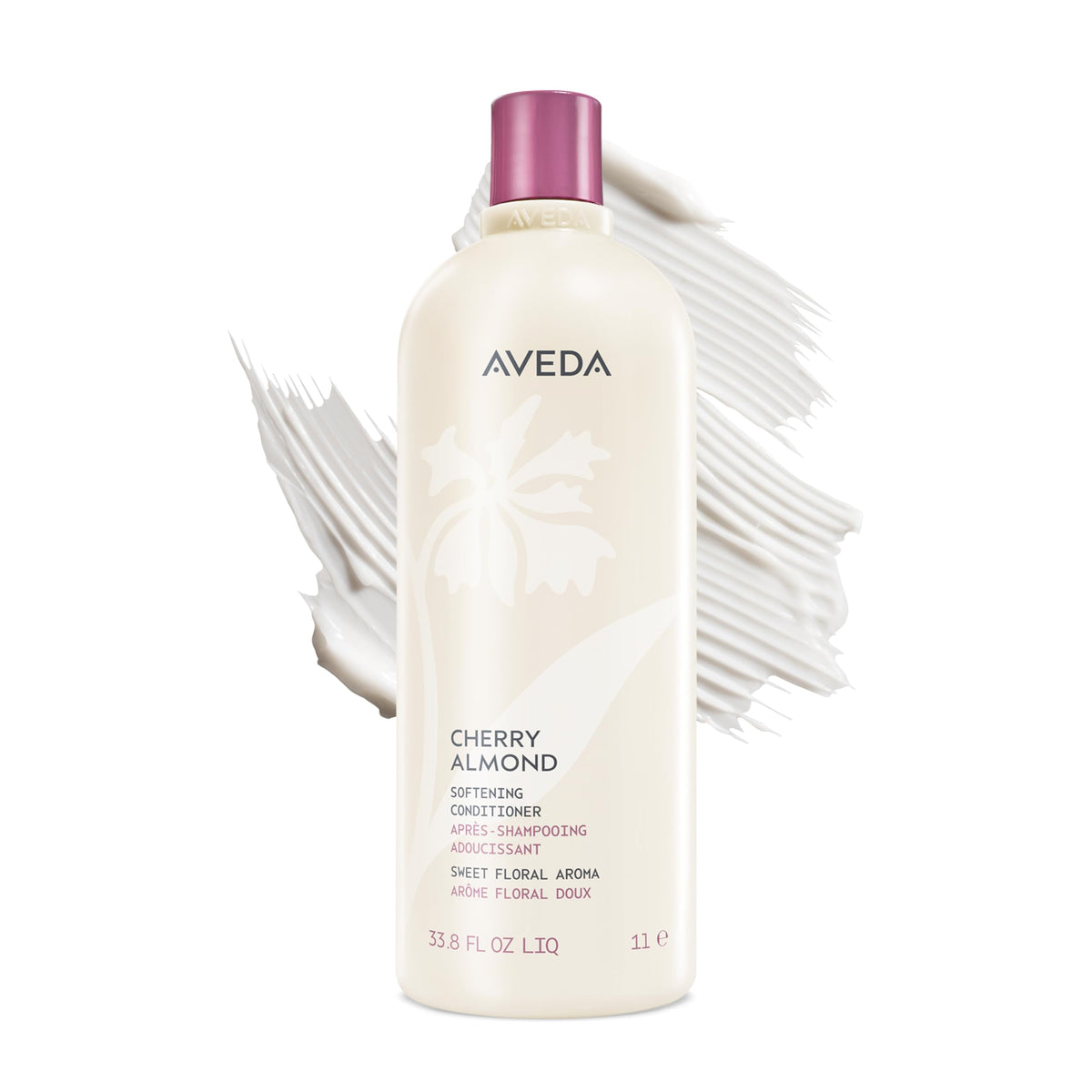 Aveda Cherry Almond front bottle showing size and product name for easy recognition