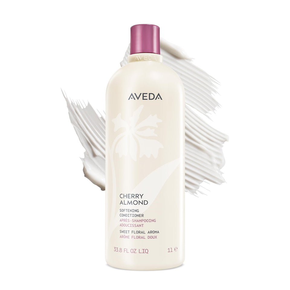 Aveda Cherry Almond front bottle showing size and product name for easy recognition