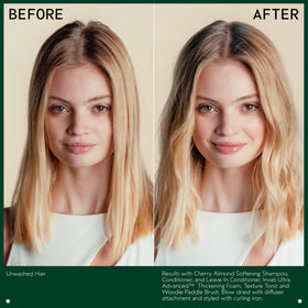 Aveda Cherry Almond conditioner applied in shower showing how it detangles wet hair
