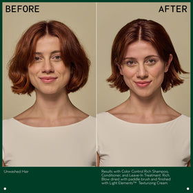 Aveda color control conditioner being applied to hands showing smooth, detangling benefit