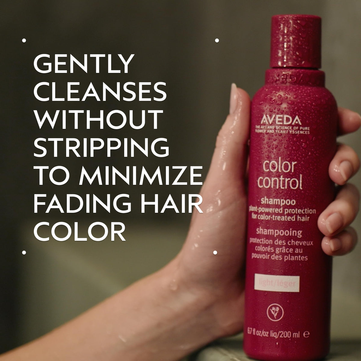 Aveda pump and label detail showing usage-friendly dispenser and instructions