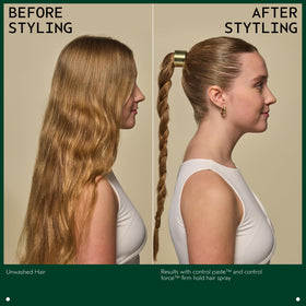 Applying Aveda control paste with fingertips to dry hair for textured definition benefit
