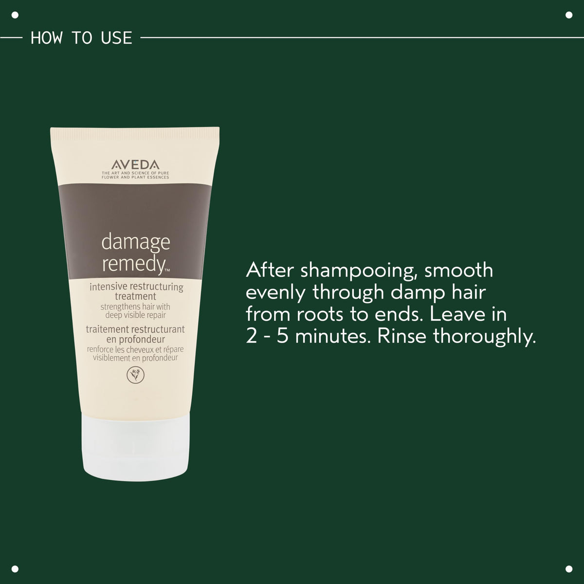 Aveda treatment being smoothed through hair to restore strength