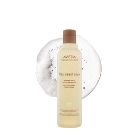 Aveda Flax Seed Aloe front packaging showing bottle and label with clear branding and hold benefit