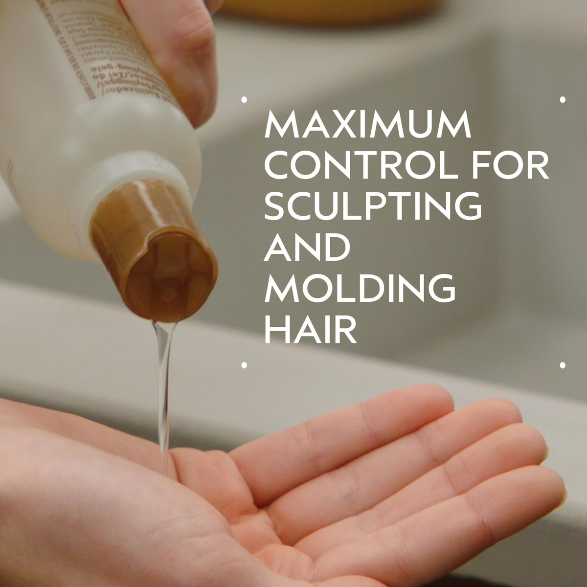 Aveda flax seed aloe gel texture close-up demonstrating glossy, non-crunchy finish for styling