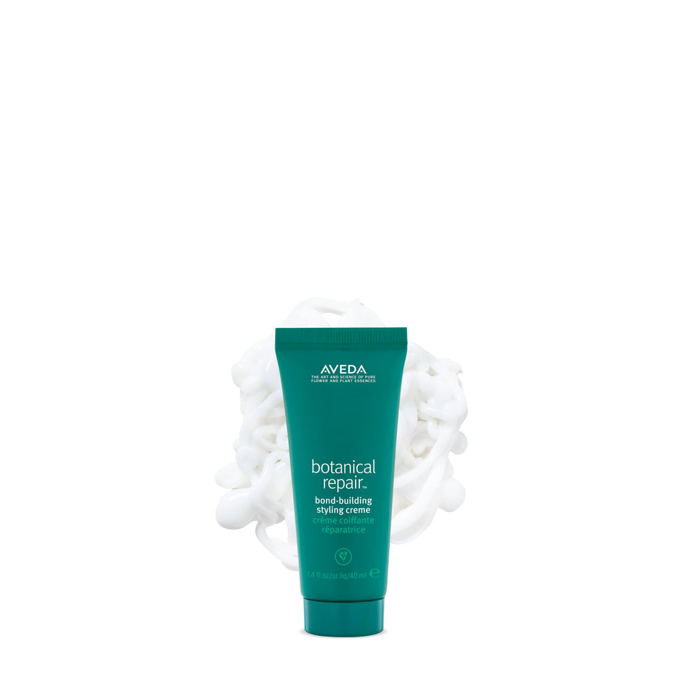 Aveda front bottle view showing styling creme and compact size benefit